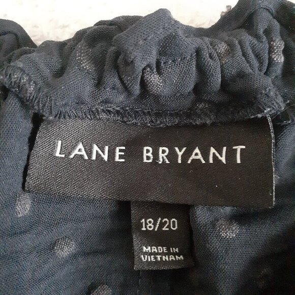 Lane Bryant Women's Size 18/20 Navy Blue Swiss Dot Off the Shoulder Peasant Top - Picture 5 of 11